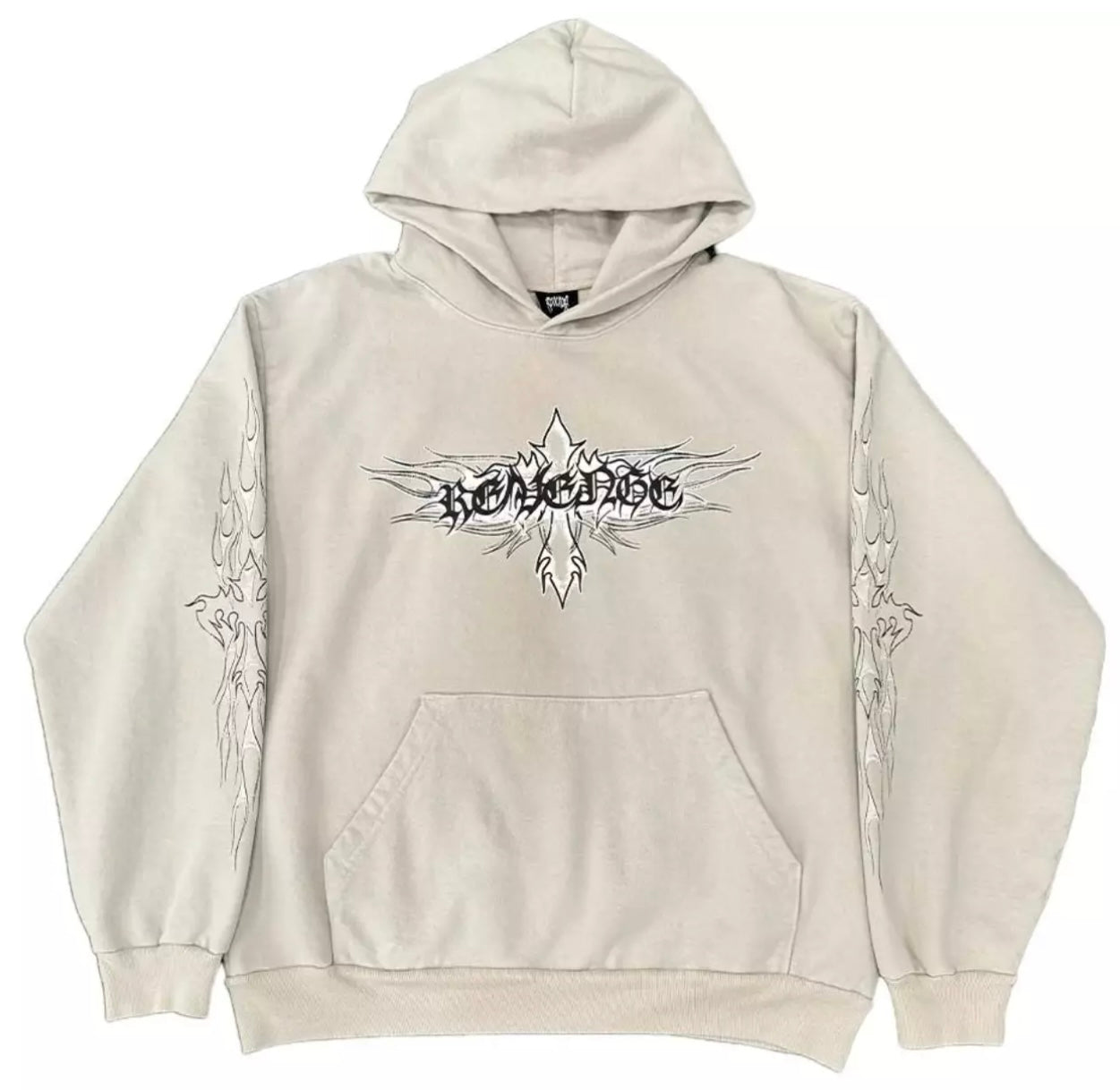 Revenge Flaming Cross Hoodie Cement