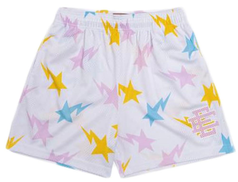 Eric Emanuel X Bape Short White yellow Blue