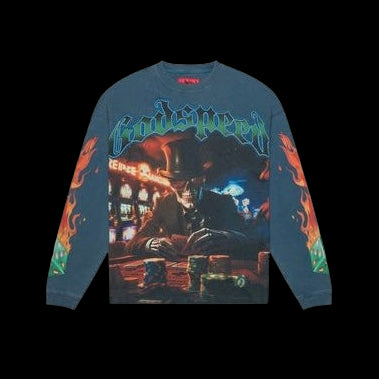 Godspeed Life's A Gamble LS T-shirt (Blue Wash)