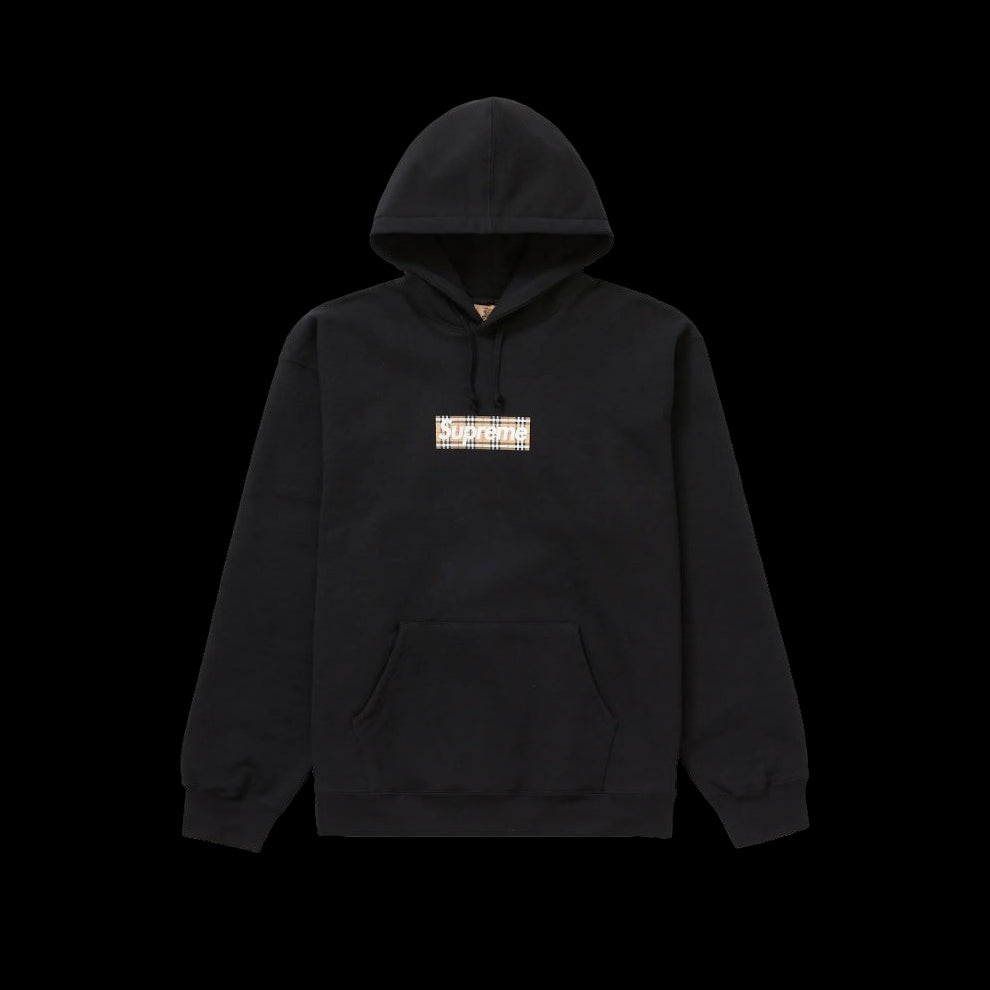 Supreme Burberry Box Logo Hoodie Black