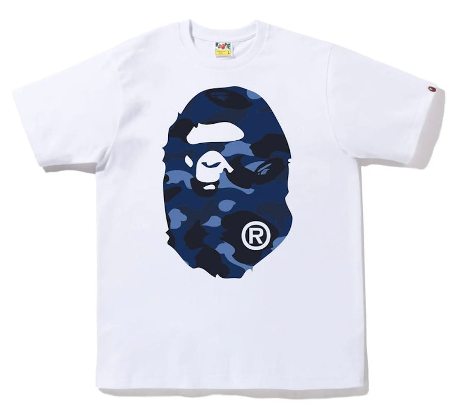 Bape Navy Big Head Tee White