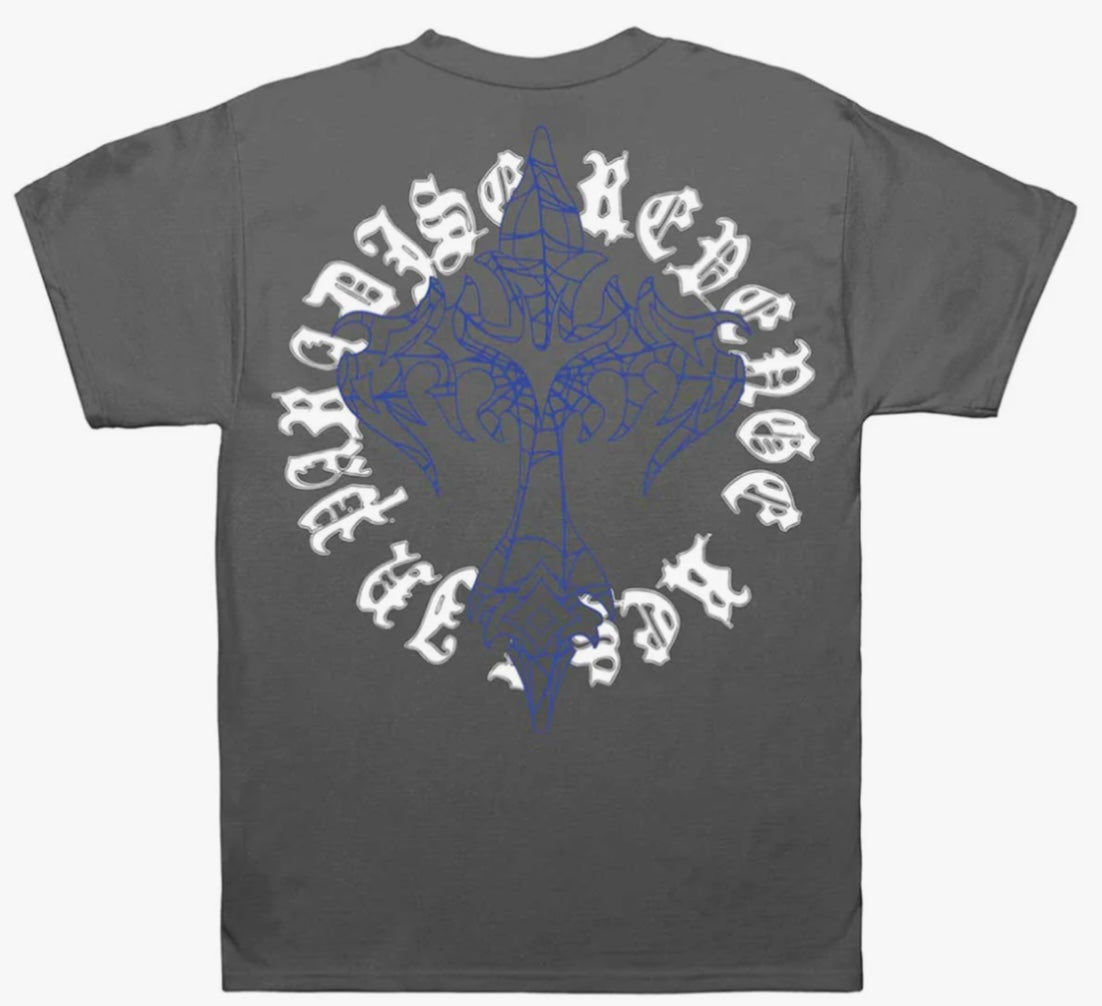 Revenge Web Print Tee Blue/Grey