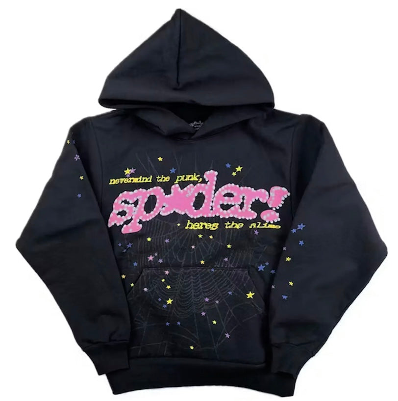 Sp5der P*nk Hoodie Black V2
