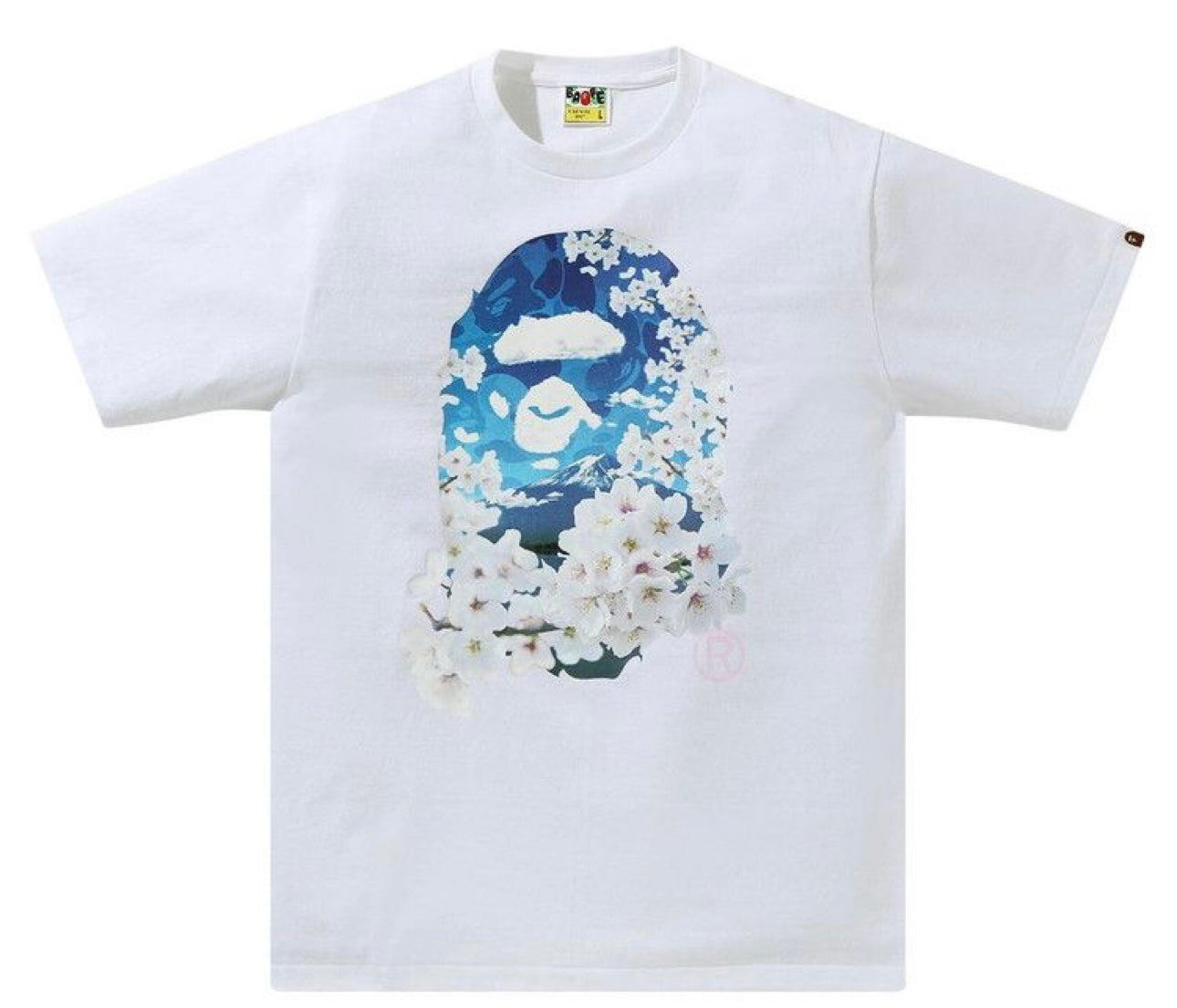 Bape Sakura Photo Head W Flower White Tee