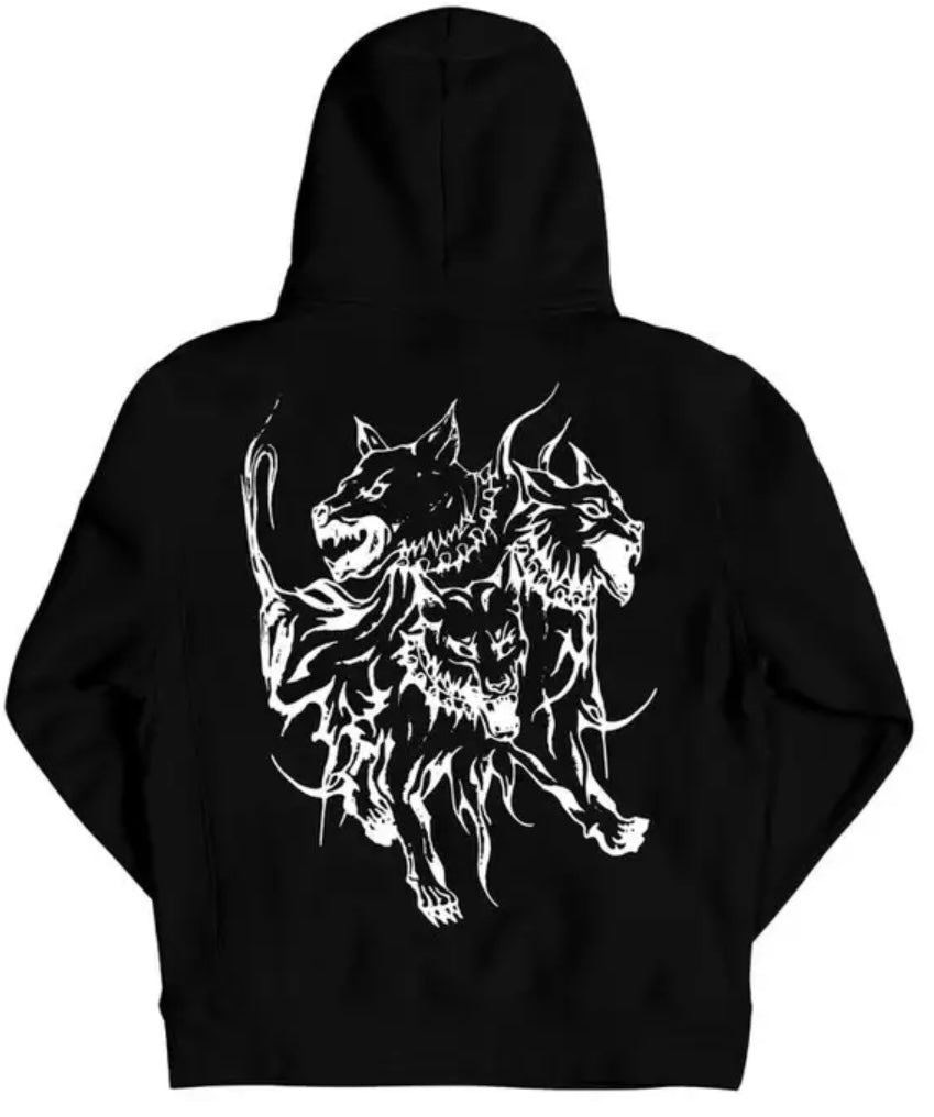 Revenge Yellow Lightning Cerberus Hoodie Black