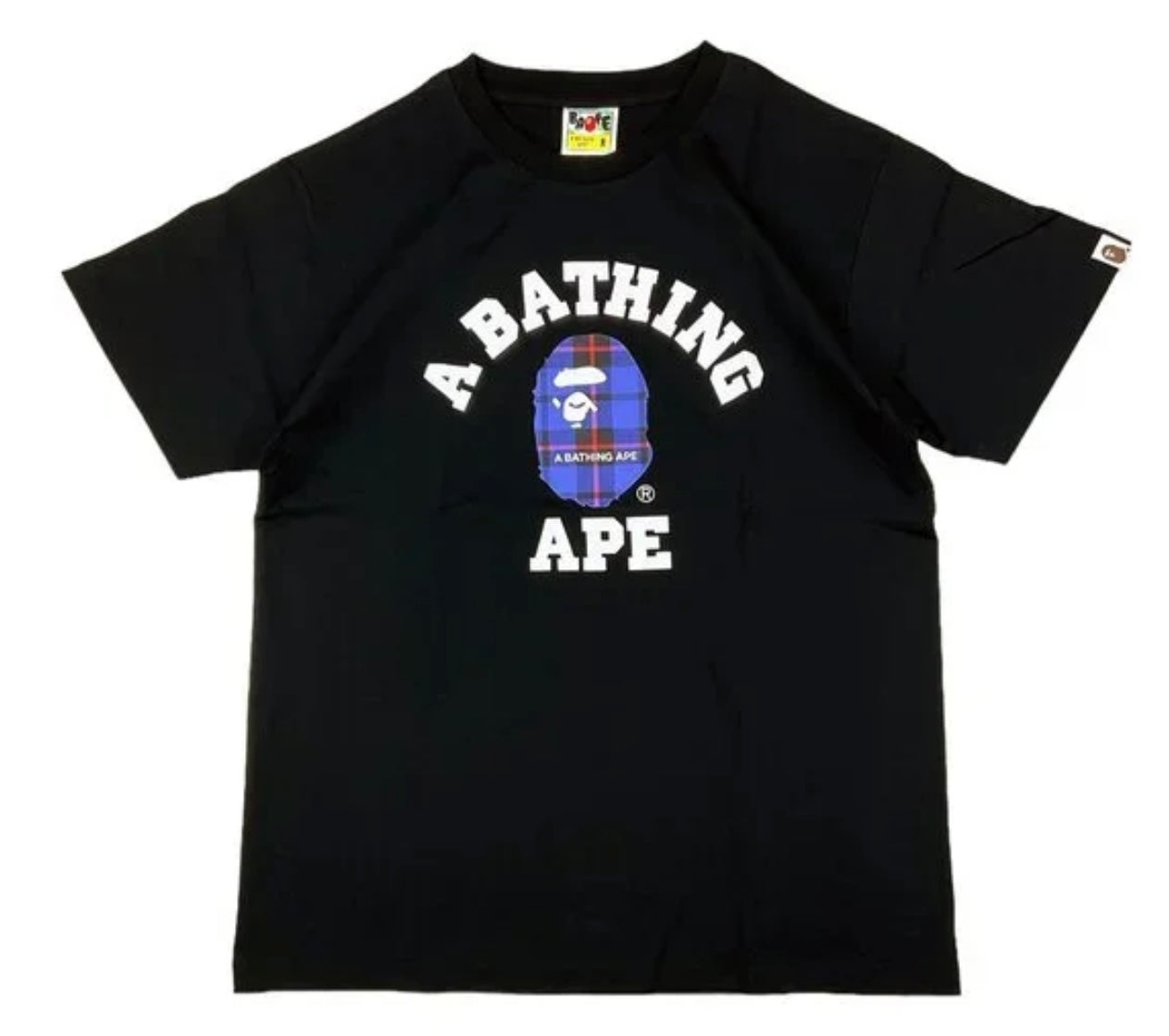 Bape ABC Ape Navy Check Head Tee Black