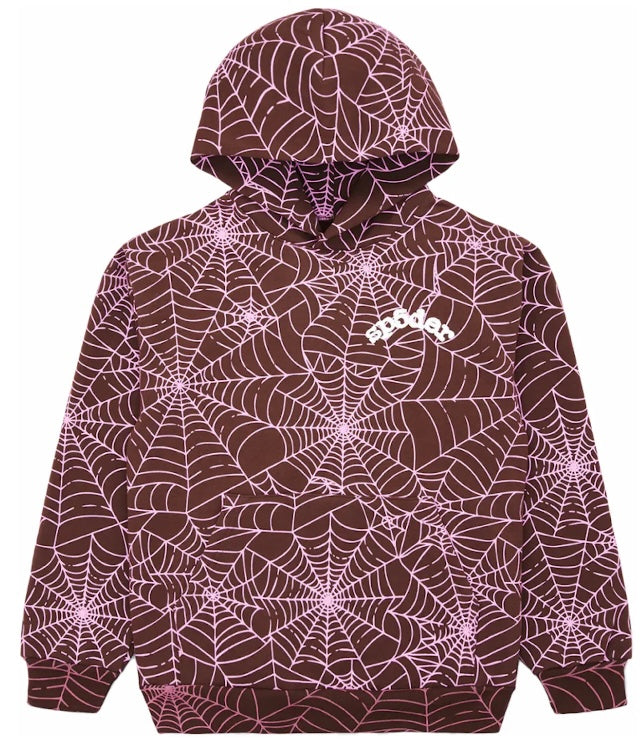 Sp5der AOPWEB Hoodie Brown