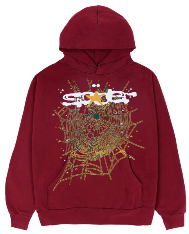 Sp5der Logo Hoodie Maroon