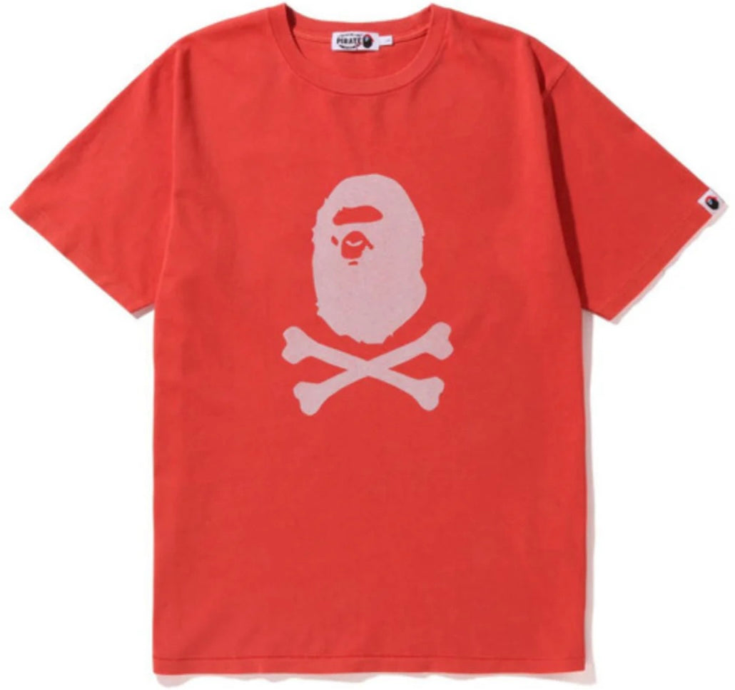 Bape Ape Crossbone Overdye Tee Red