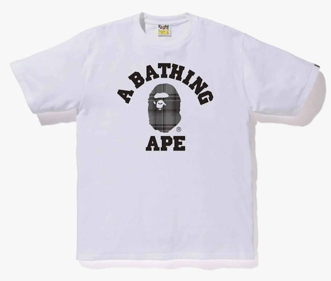 Bape ABC Grey Plaid Tee White