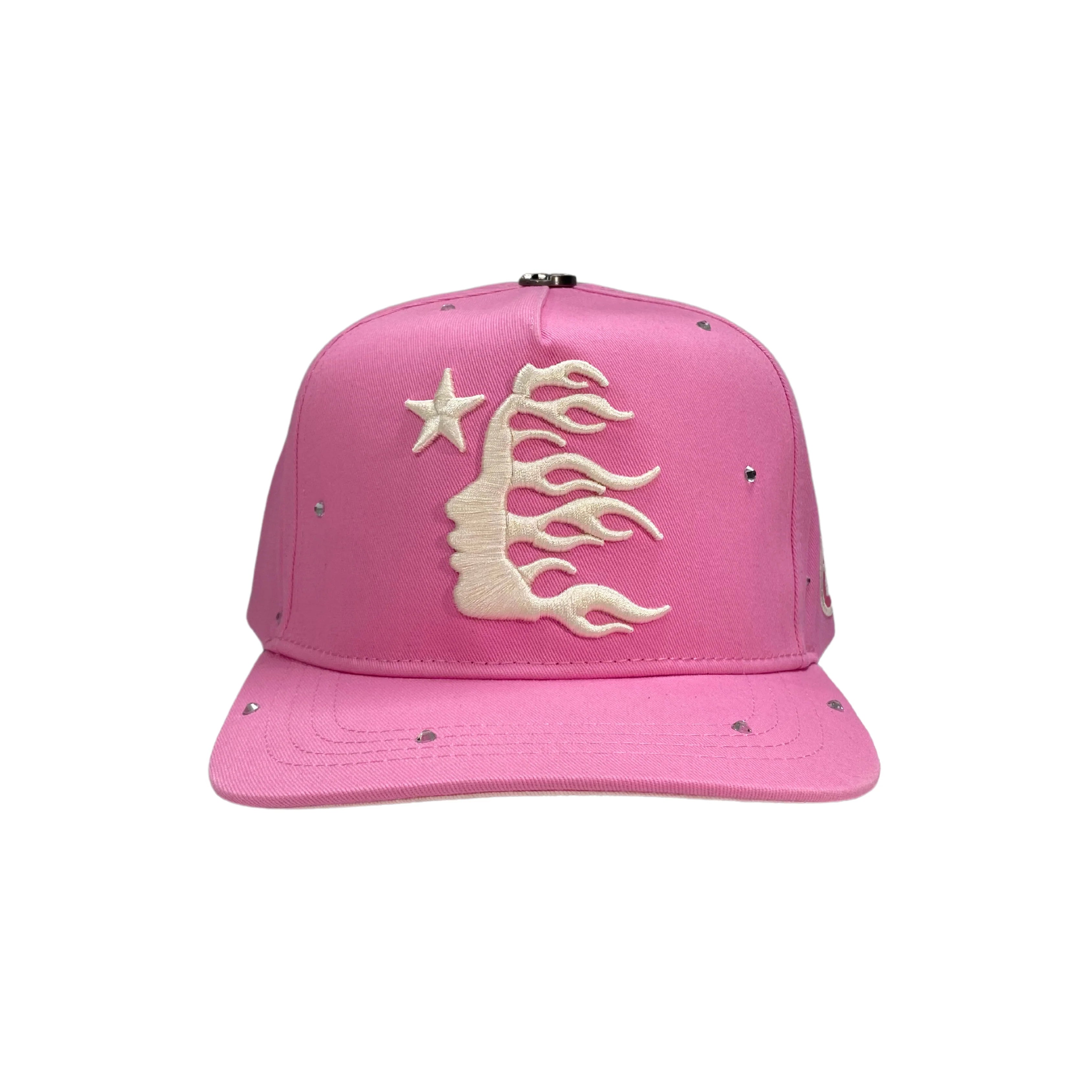 Hellstar Og Logo Hat Fitted + Rhinestones 'Pink'