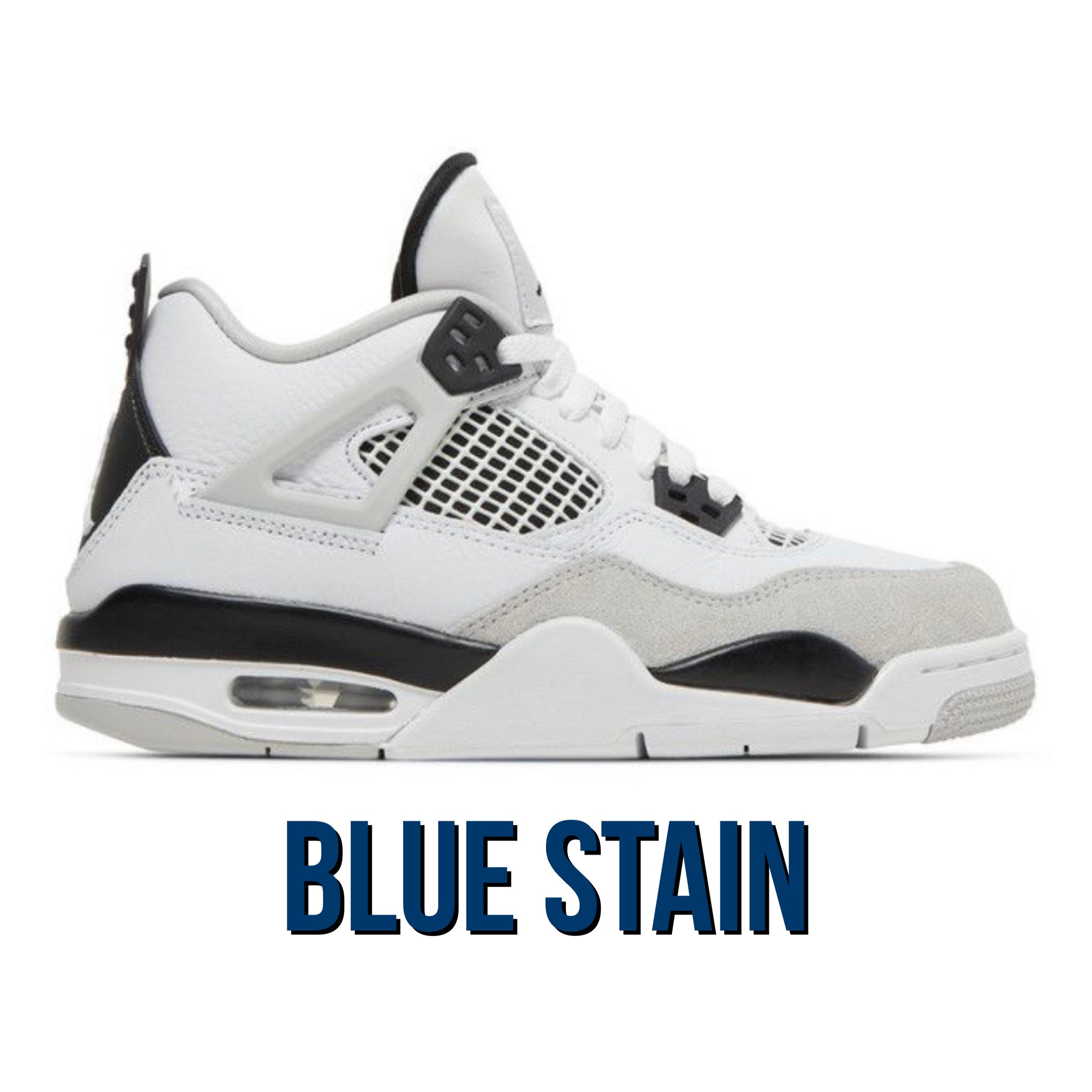 *Blue Stain* Air Jordan 4 Retro GS 'Military Black'
