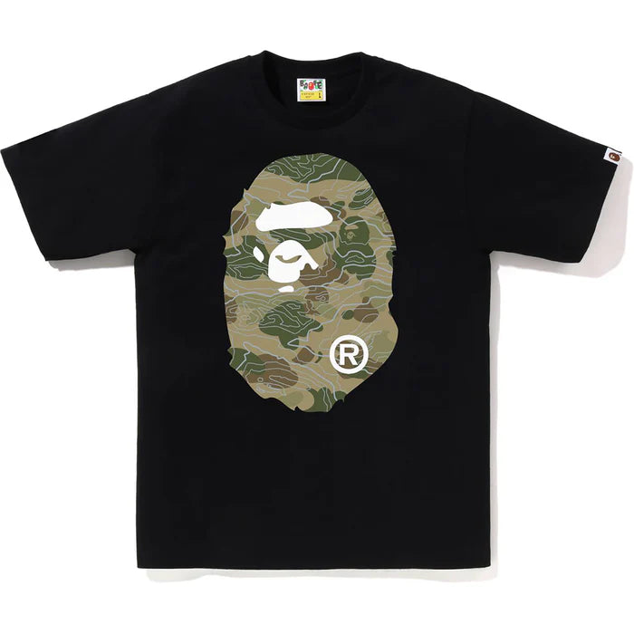 BAPE Layered Line Camo Big Ape Head Tee 'Black'