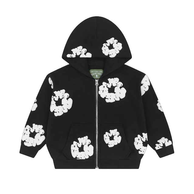 Kids Cotton Wreath Zip Hoodie Black