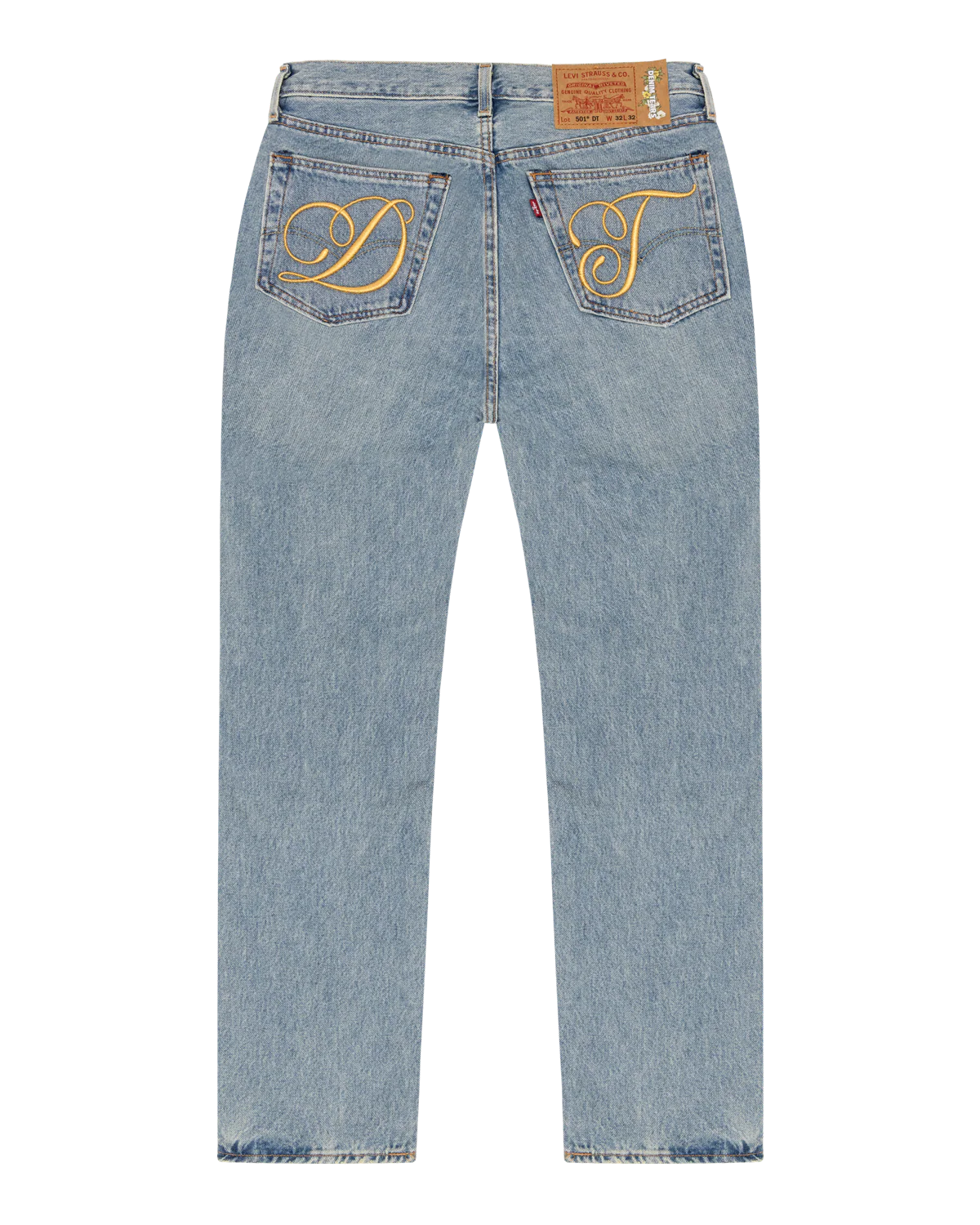 Denim Tears Metallic Gold Script 501 Light Wash