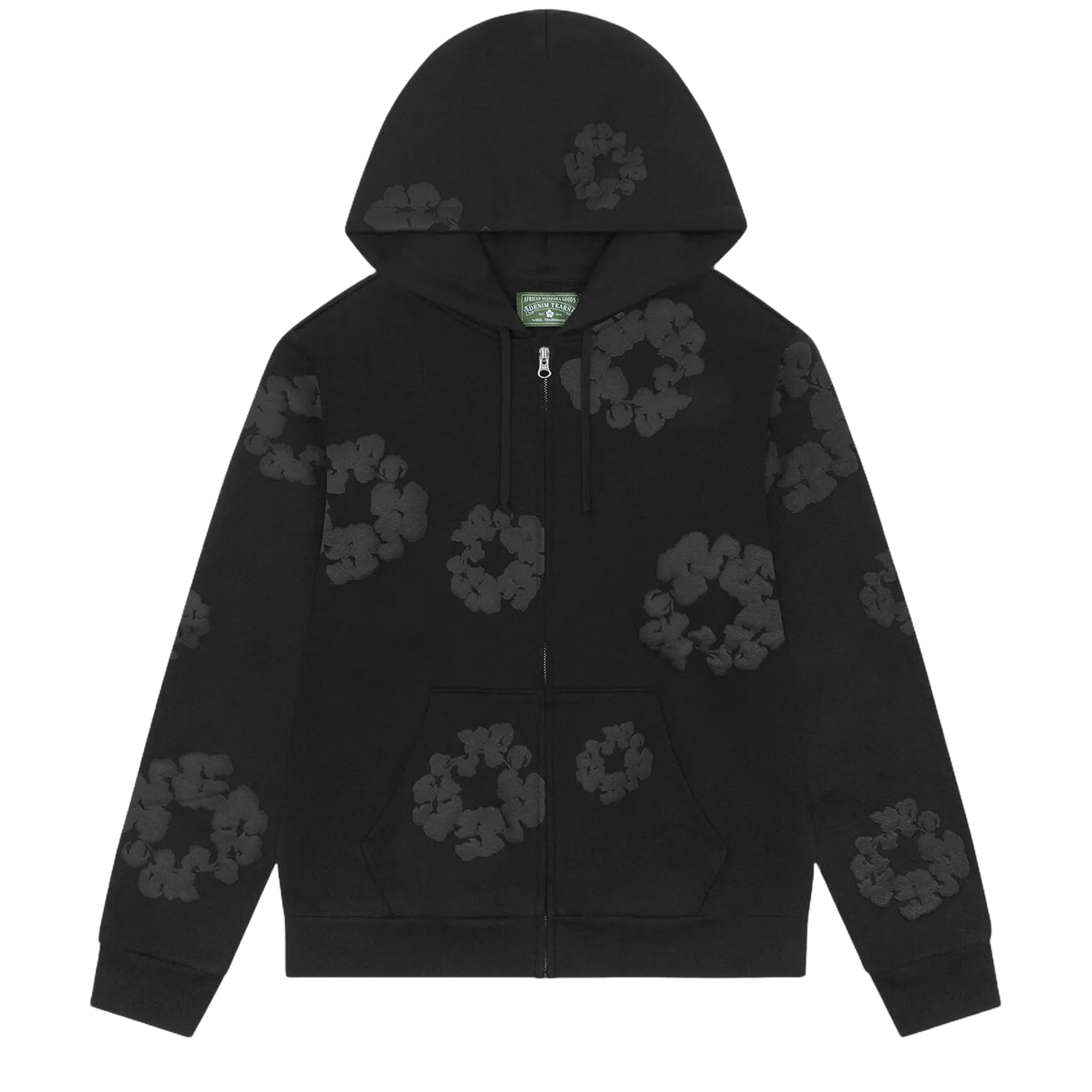 Denim Tears Mono Cotton Wreath Zip Hoodie 'Black'