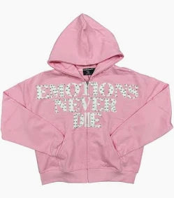 Mixed Emotion Pink 'End' Rhinestone Hoodie