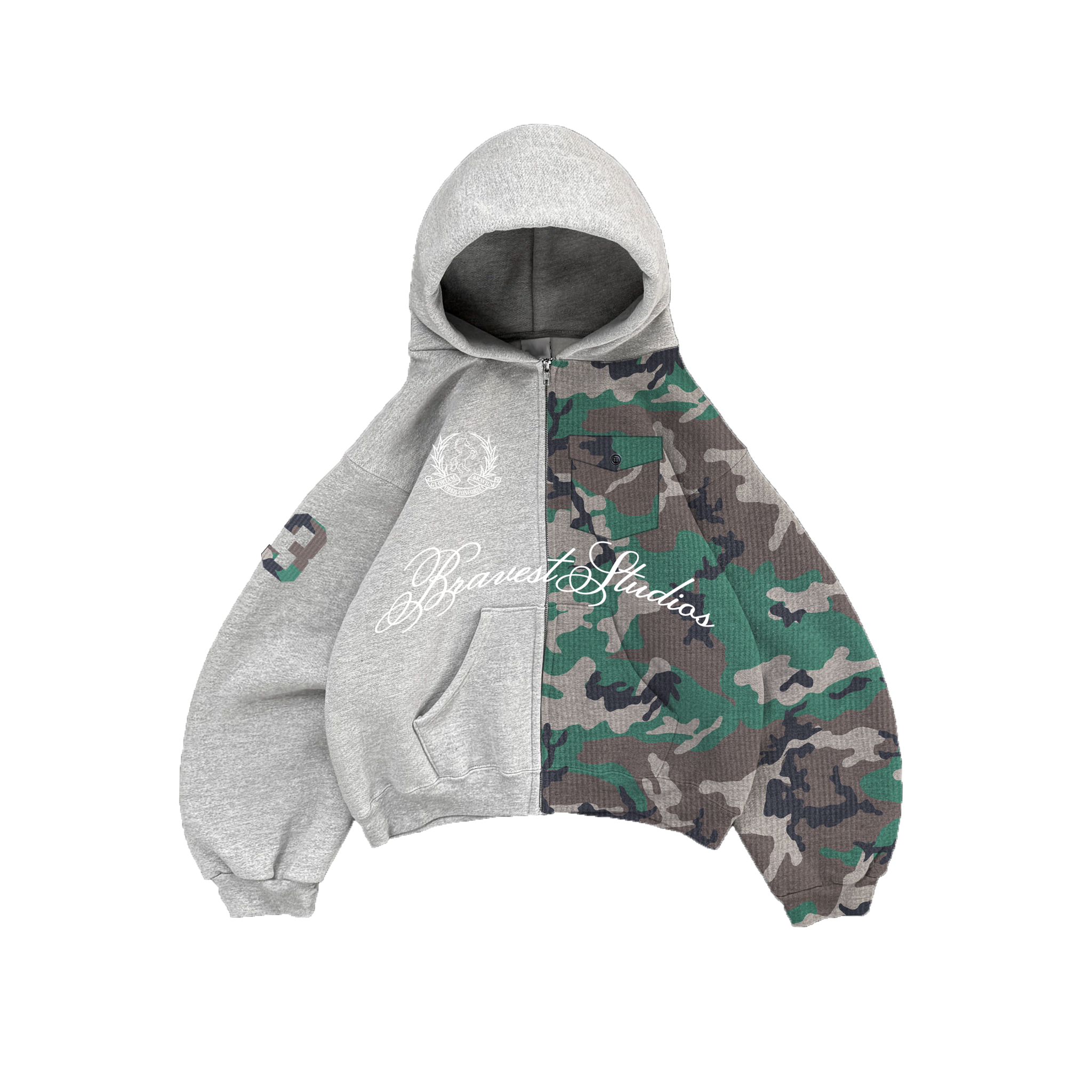 Bravest Studios Half Camo Zip Hoodie