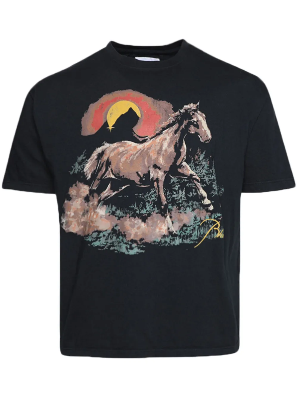 RHUDE Santos Horse Graphic Black Tee