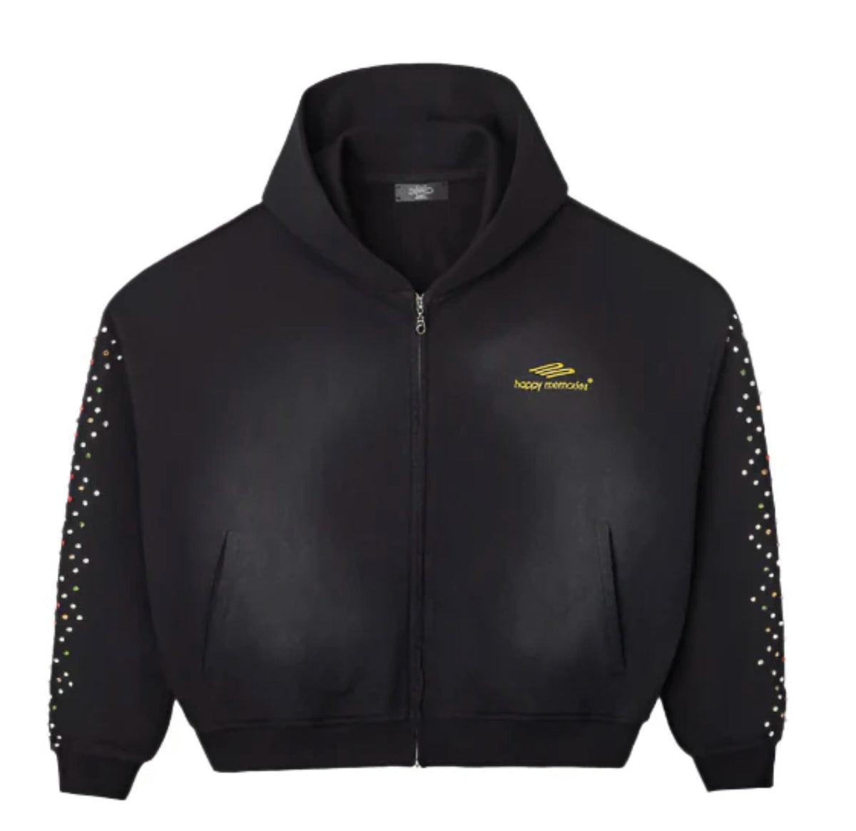 Happy Memories Don't Die HMDD Crystal Zip Up Hoodie Black