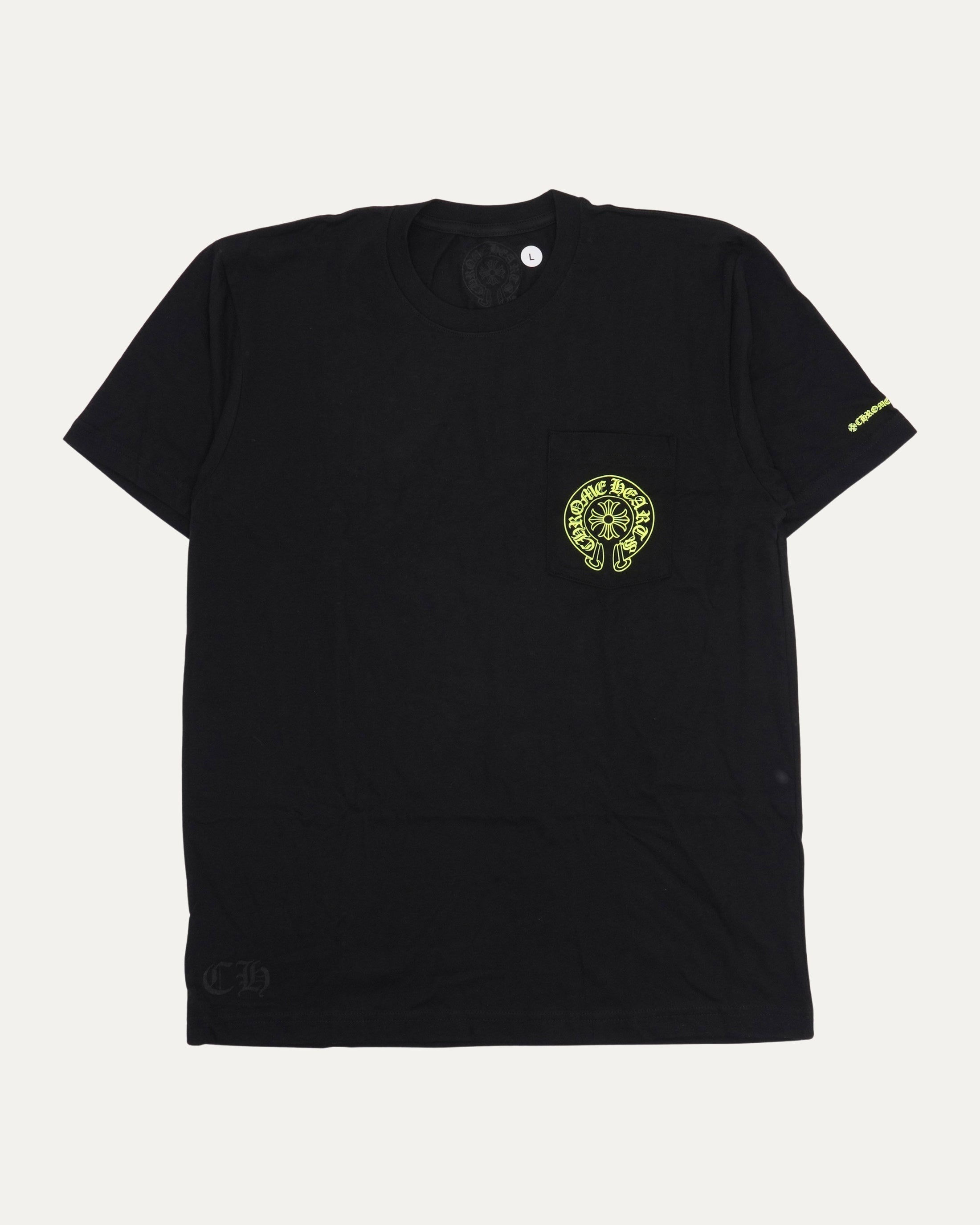Chrome Hearts Horseshoe Logo Pocket T-Shirt 'Black/Neon'