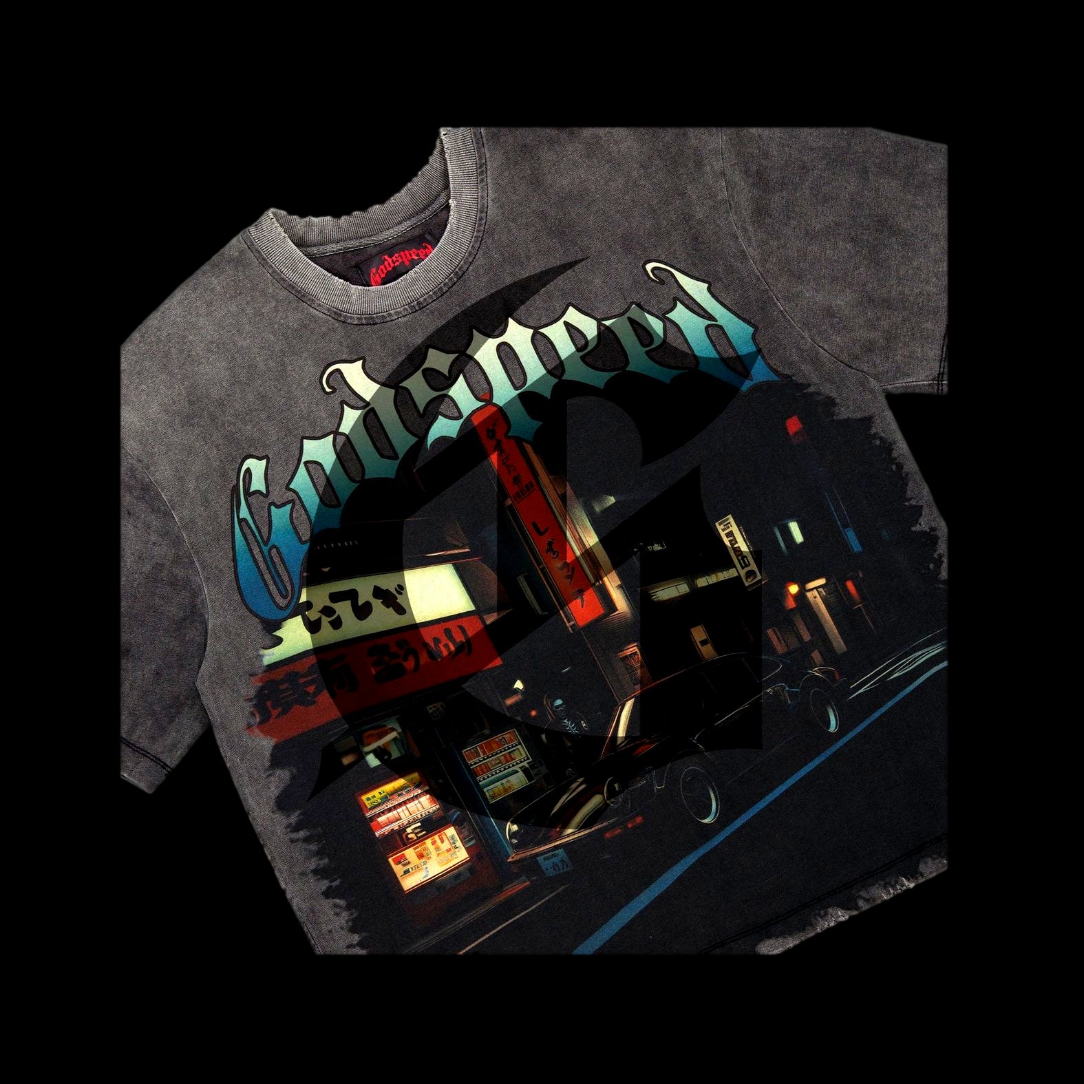 Godspeed Pit Stop: Tokyo Tee Grey Wash
