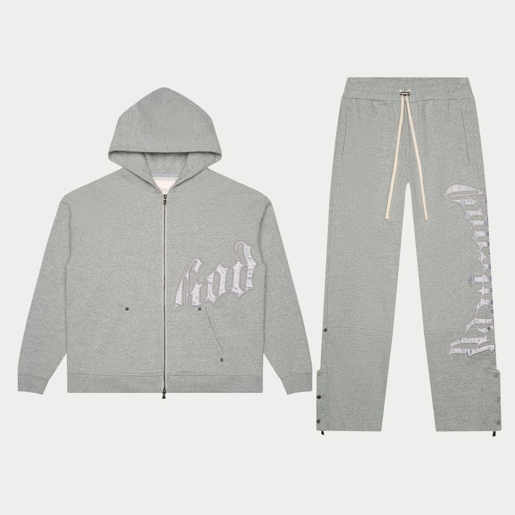 *Sold As Set* GodSpeed OG Logo Sweatsuit V2 (Grey/Silver Satin)