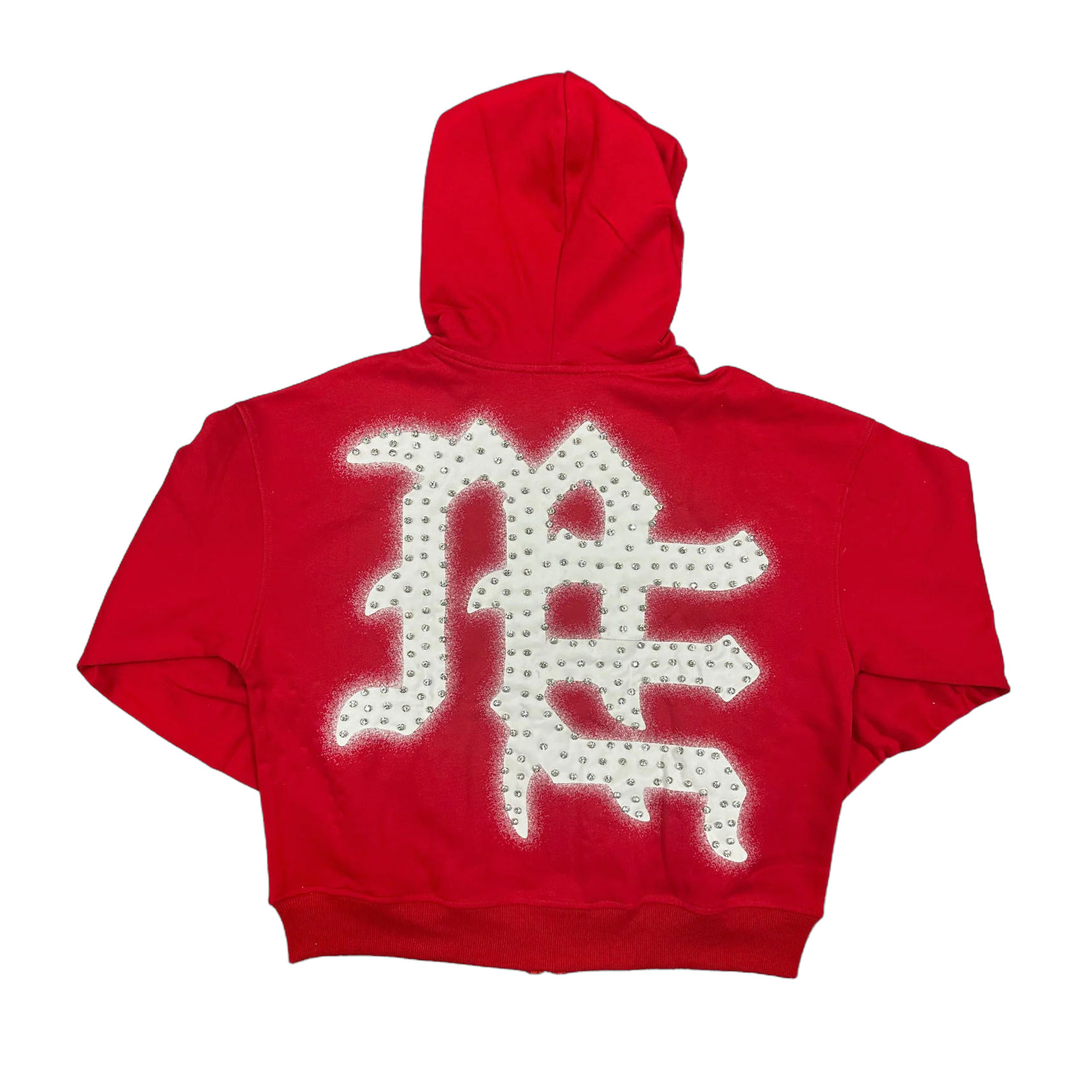 Mixed Emotion Red 'End' Rhinestone Hoodie
