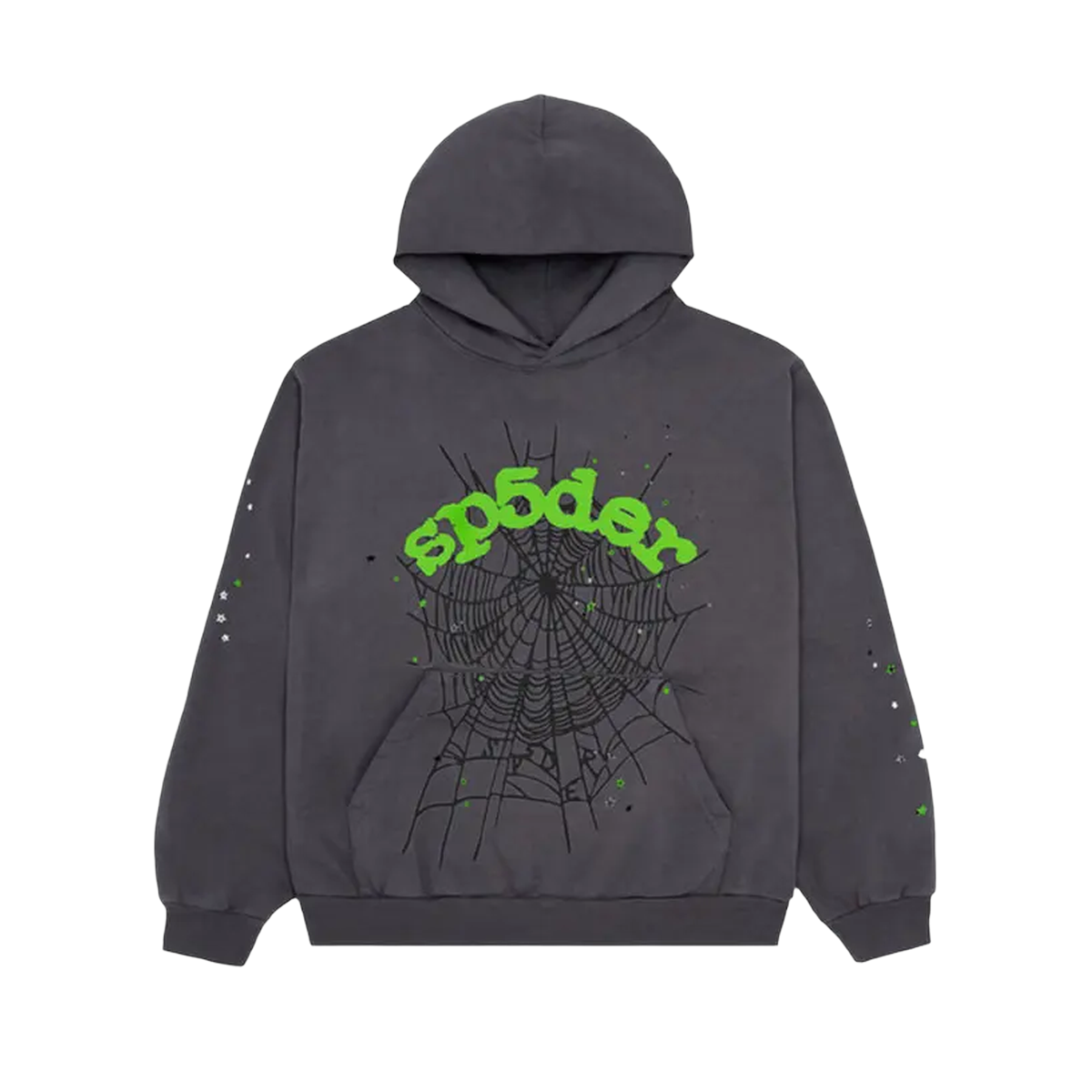 Pre-Owned Sp5der Wait Web Hoodie 'Slate Grey'