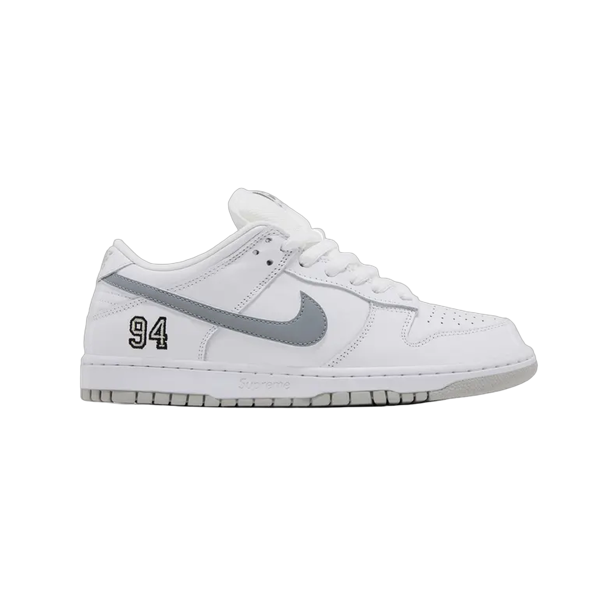 Nike Supreme x Dunk Low SB 'White Metallic Silver'