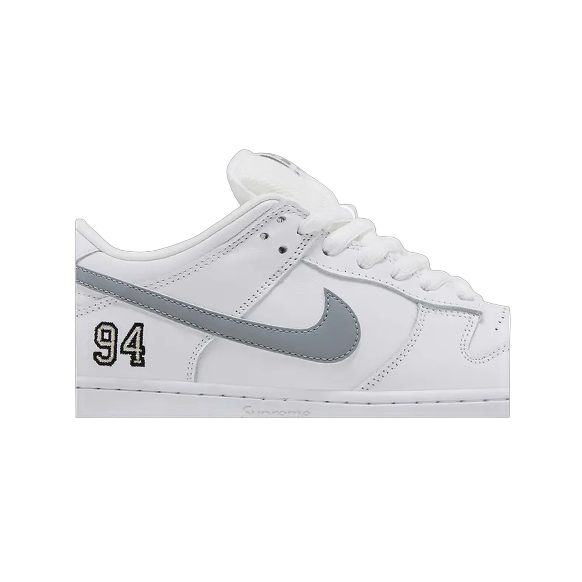 Nike Supreme x Dunk Low SB 'White Metallic Silver'