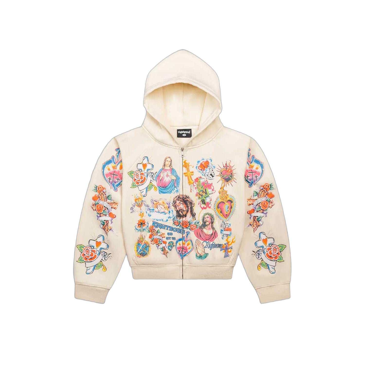 Righteous Risen King Zip Up Hoodie Cream