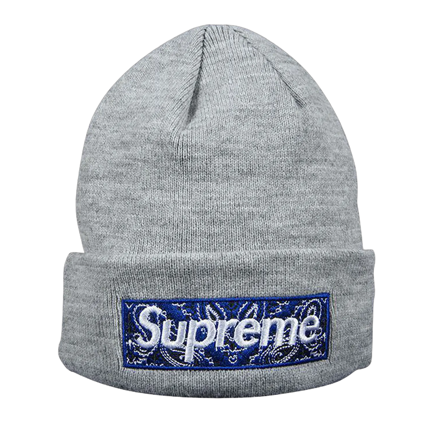 Supreme x New Era Bandana Box Logo Beanie 'Heather Grey'